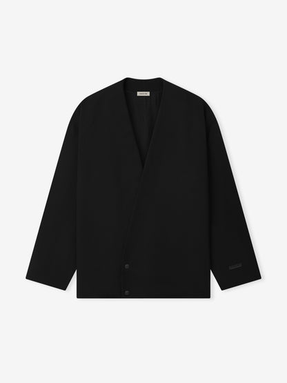 Essentials Wool Ripstop Relaxed Cropped Lapelless Jacket Black