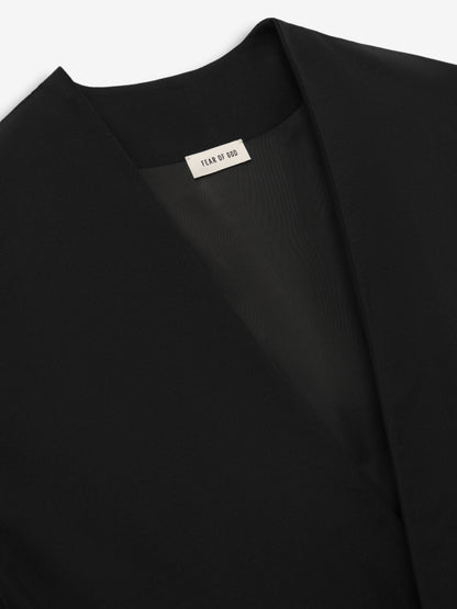 Essentials Wool Ripstop Relaxed Cropped Lapelless Jacket Black