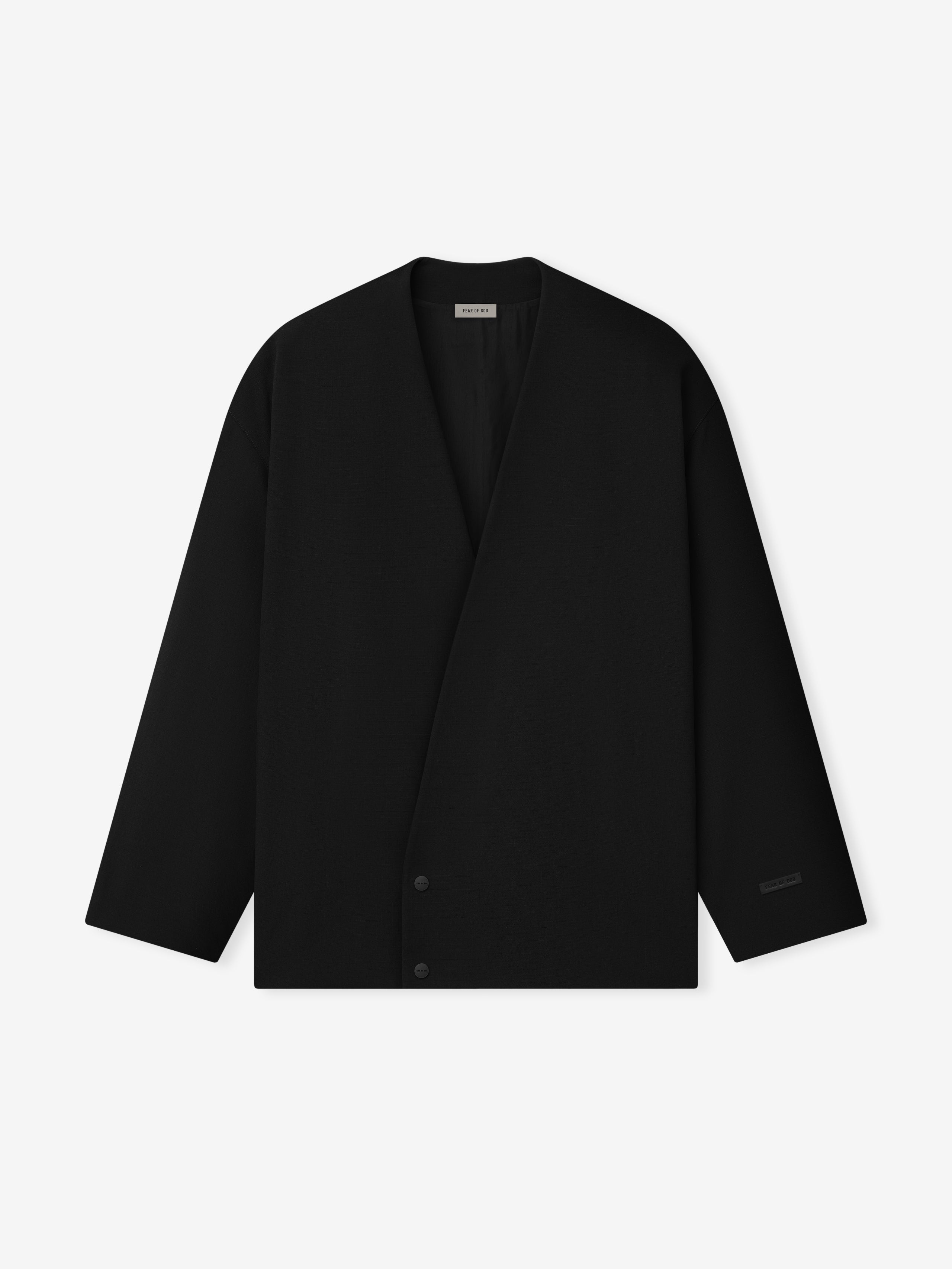 Essentials Easy Care Wool Relaxed Lapelless Jacket Black