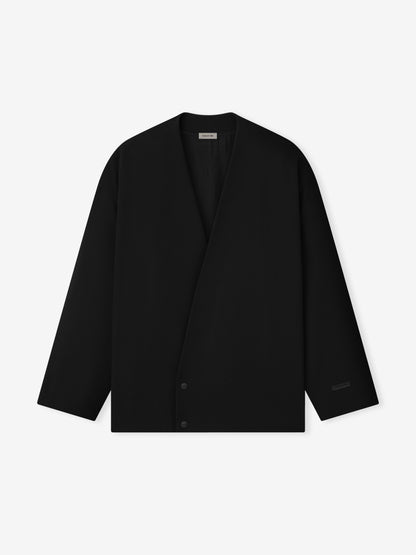 Essentials Easy Care Wool Relaxed Lapelless Jacket Black