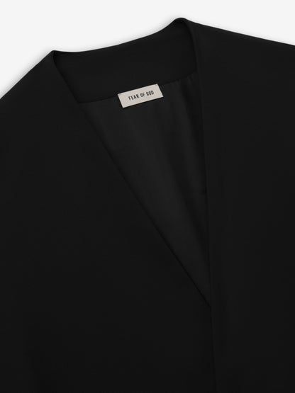 Essentials Easy Care Wool Relaxed Lapelless Jacket Black