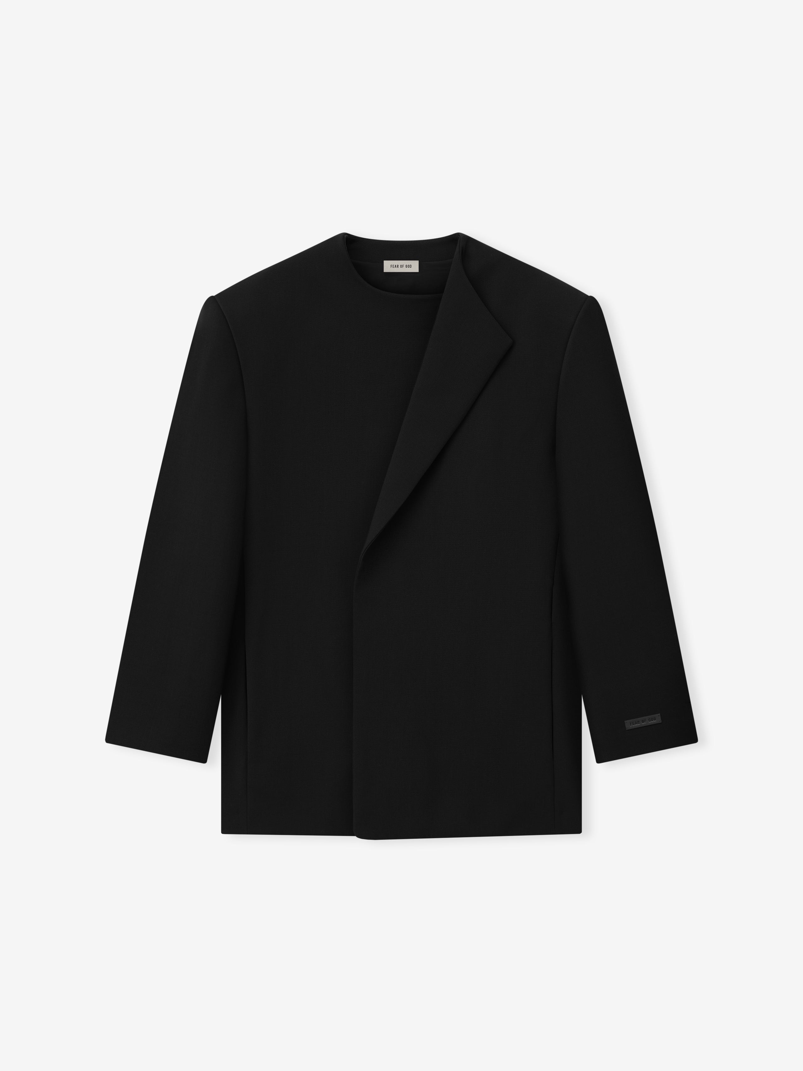 Essentials Double Weave Wool Crewneck Jacket Black