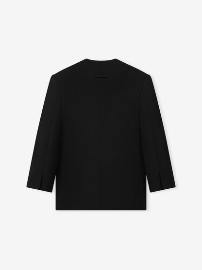 Essentials Double Weave Wool Crewneck Jacket Black