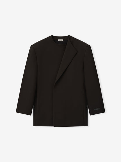 Essentials Double Weave Wool Crewneck Jacket Brown
