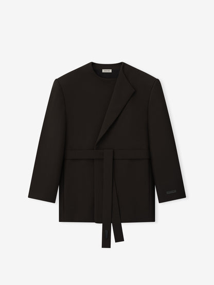 Essentials Double Weave Wool Crewneck Jacket Brown