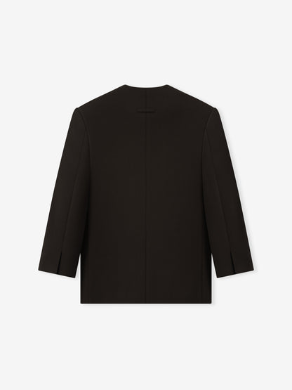 Essentials Double Weave Wool Crewneck Jacket Brown