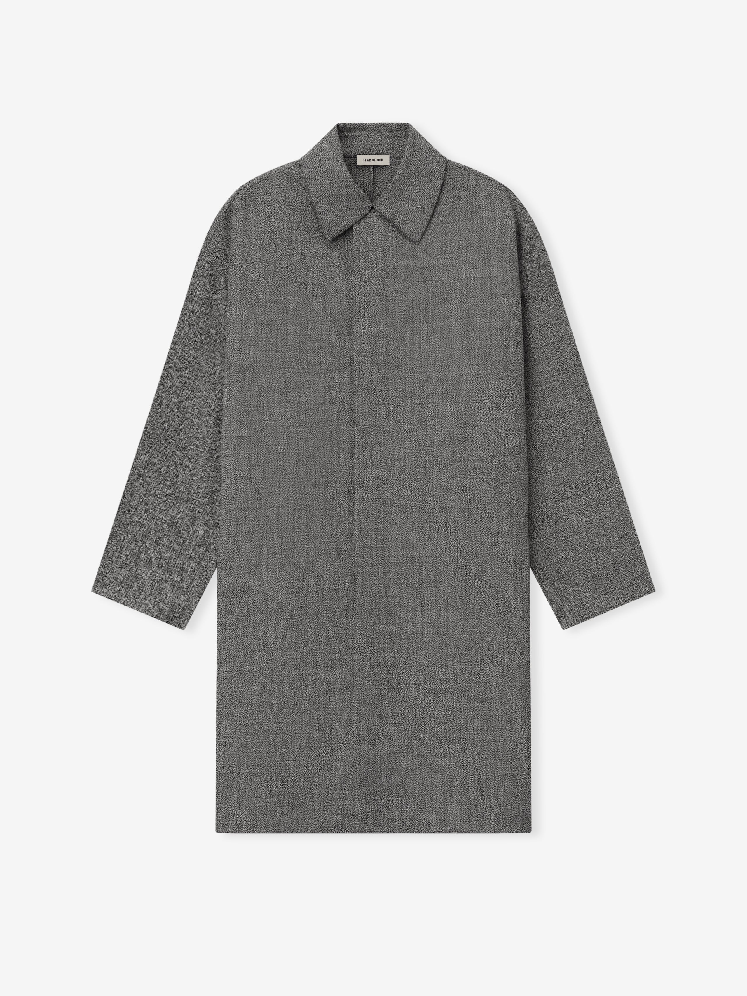 Essentials Mouline Wool Relaxed Trench Coat Off White/Black