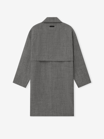 Essentials Mouline Wool Relaxed Trench Coat Off White/Black