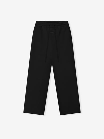 Essentials Double Weave Wool Wide Leg Drawstring Pants Black