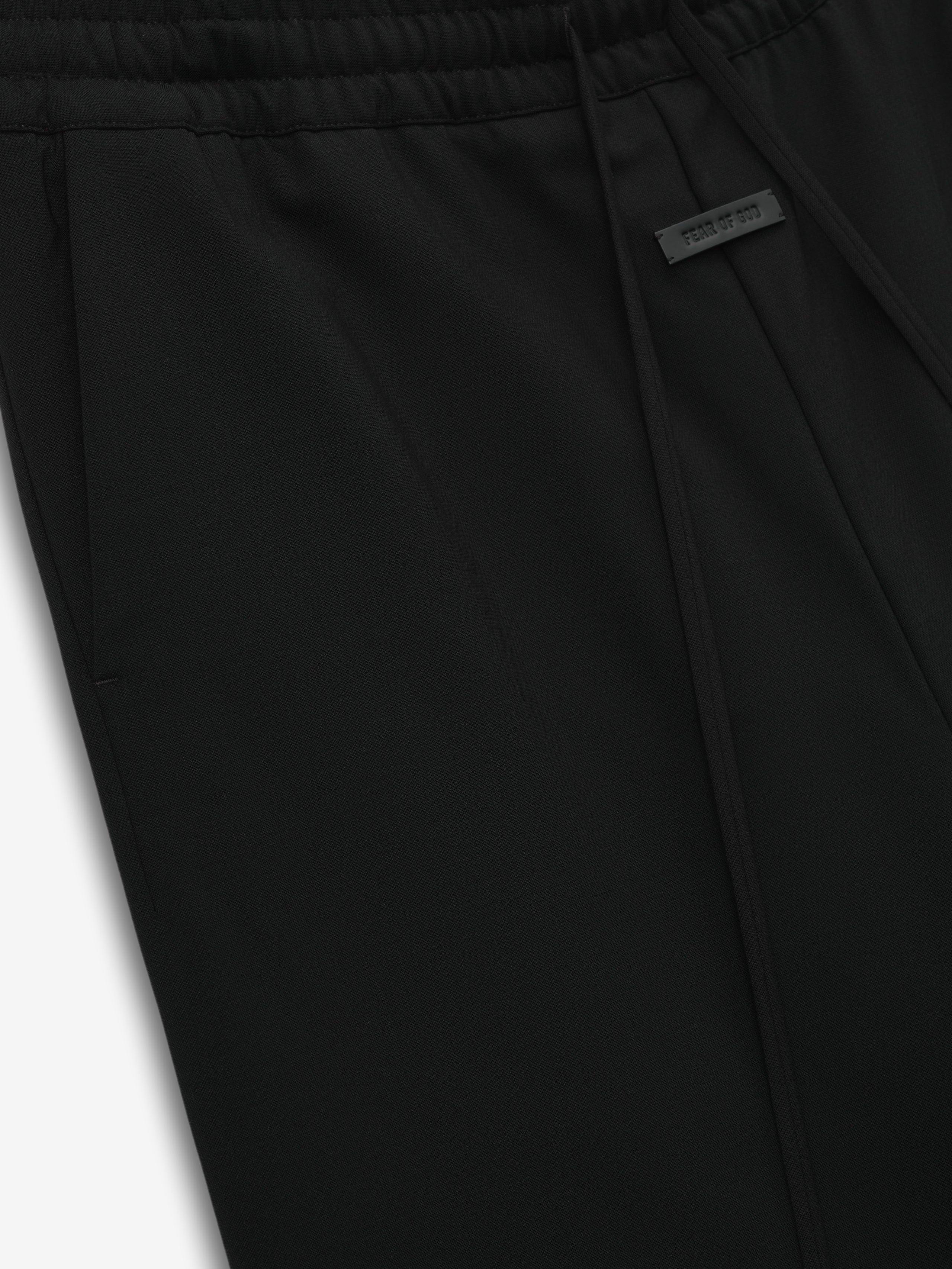 Essentials Double Weave Wool Wide Leg Drawstring Pants Black
