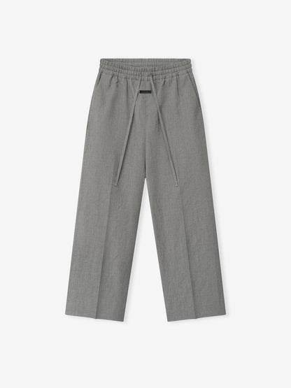 Essentials Wool Linen Wide Leg Drawstring Pants Metallic Grey