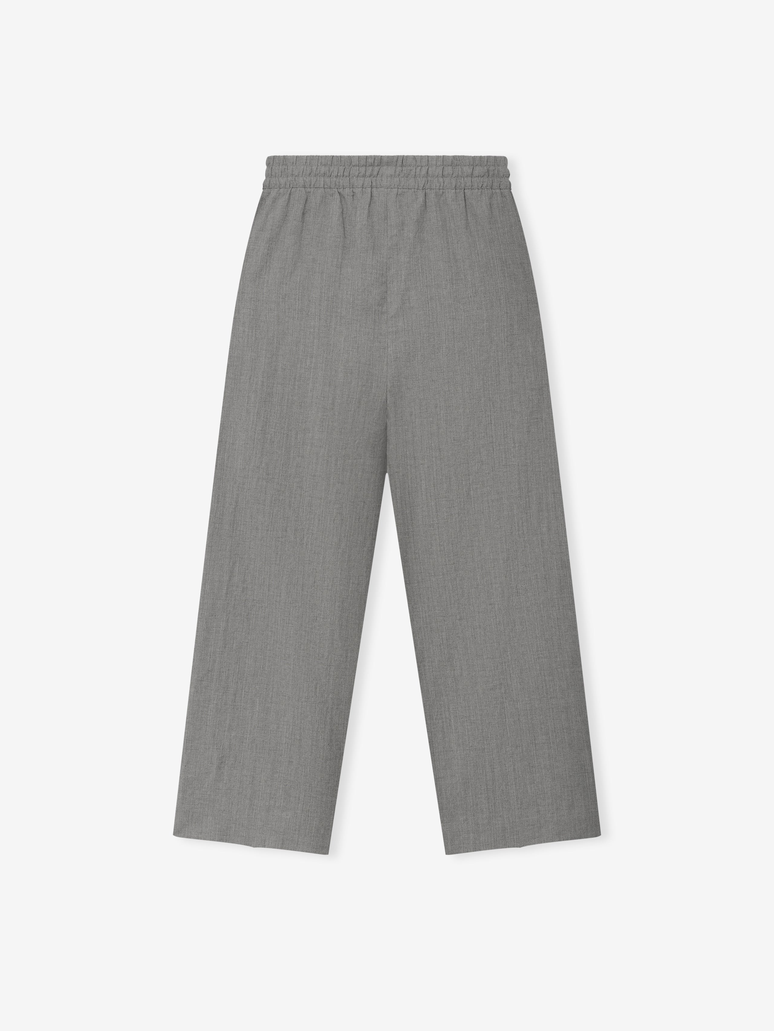 Essentials Wool Linen Wide Leg Drawstring Pants Metallic Grey