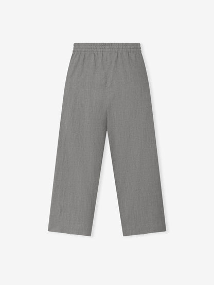 Essentials Wool Linen Wide Leg Drawstring Pants Metallic Grey