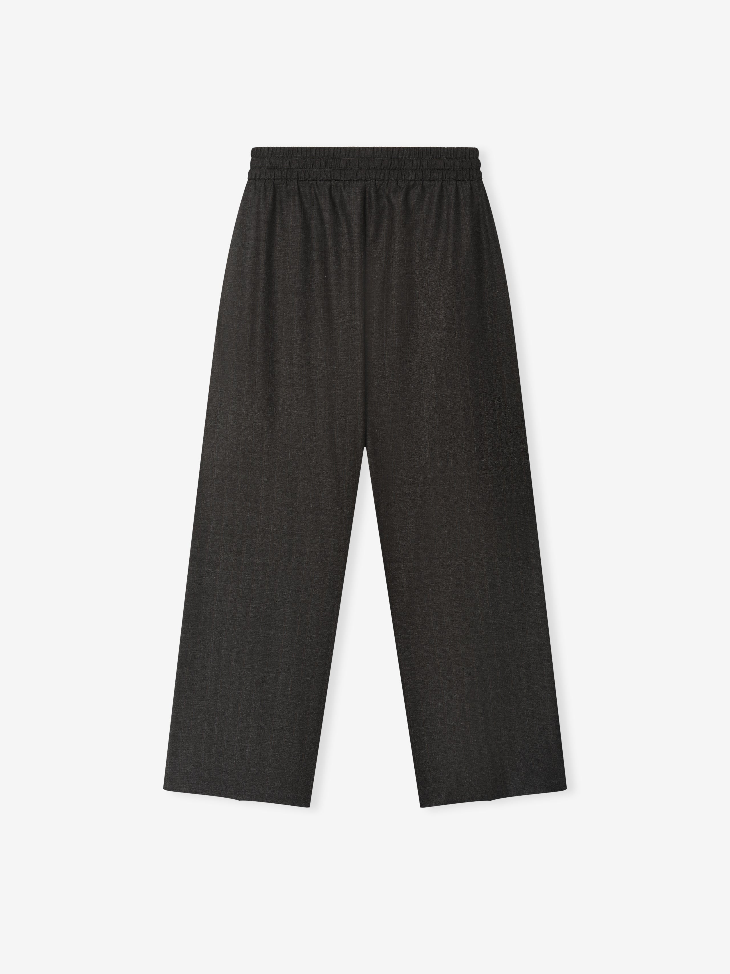 Essentials Grey Striped Wool Wide Leg Drawstring Pants Grey Striped
