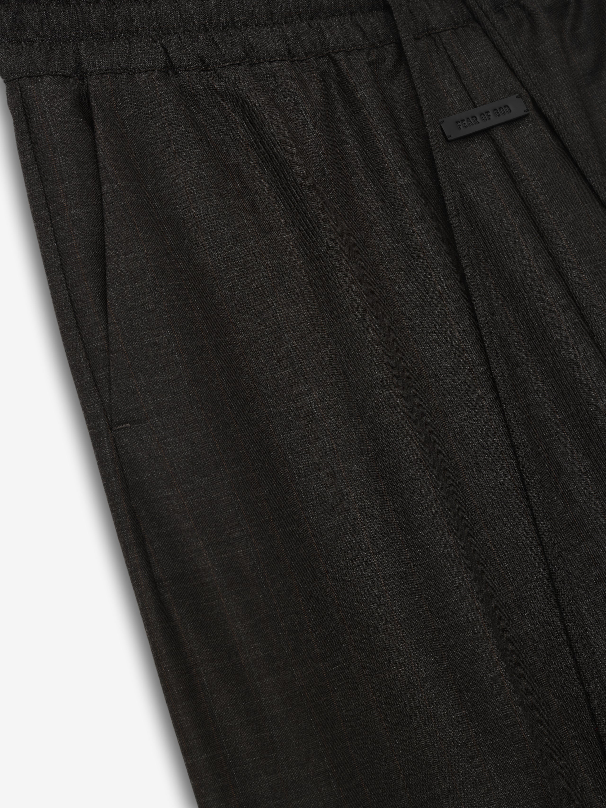 Essentials Grey Striped Wool Wide Leg Drawstring Pants Grey Striped