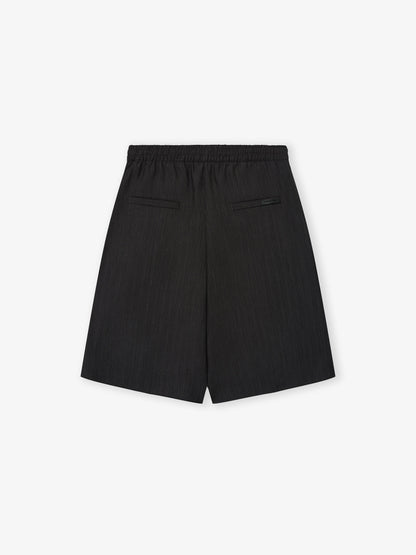 Essentials Black Striped Wool Baggy Shorts Black Striped