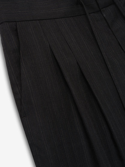Essentials Black Striped Wool Baggy Shorts Black Striped