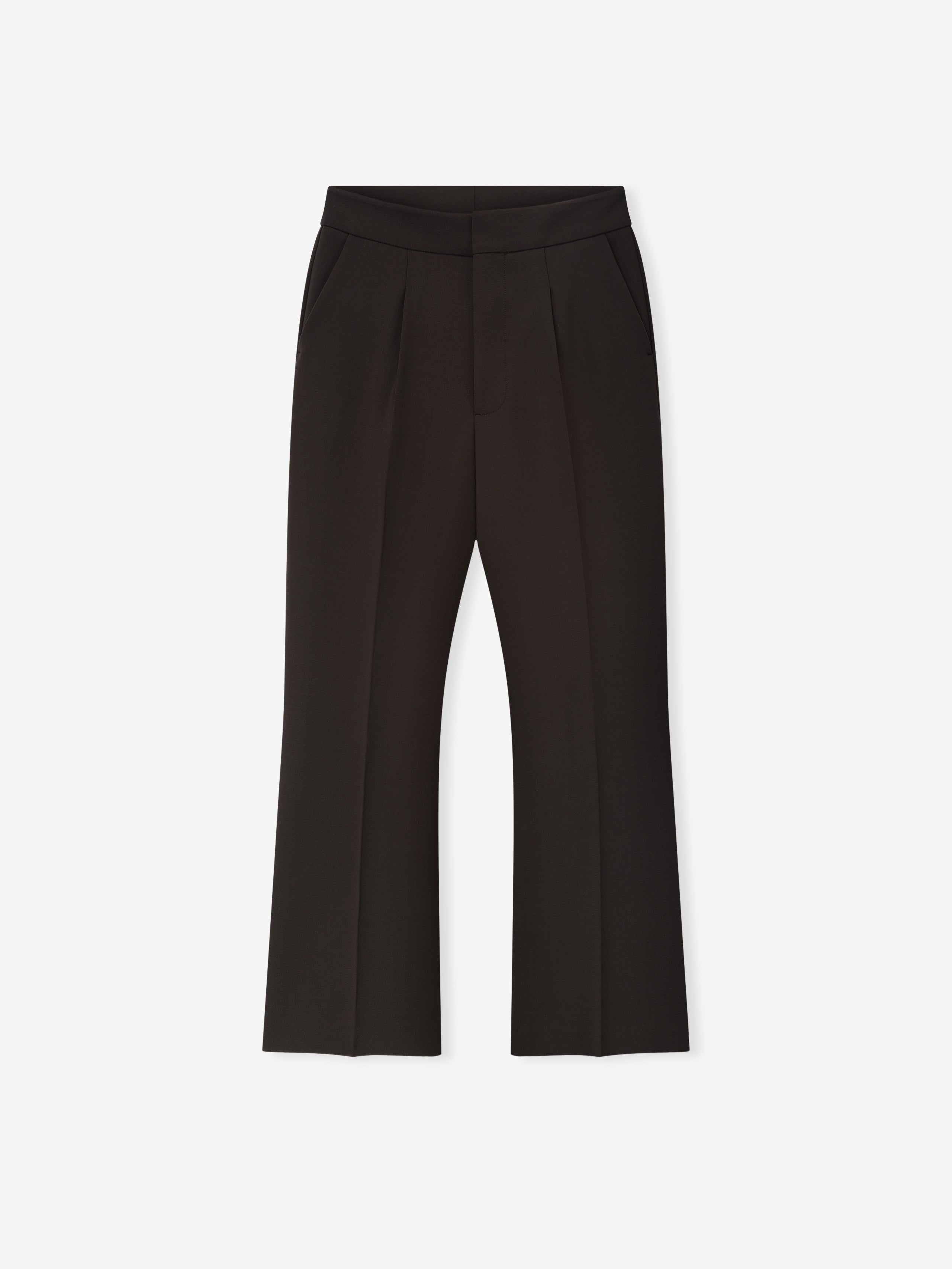 Essentials Double Weave Wool Tailored Flared Pants Brown