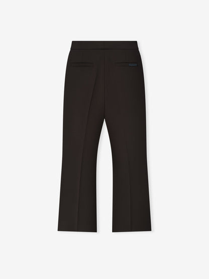 Essentials Double Weave Wool Tailored Flared Pants Brown