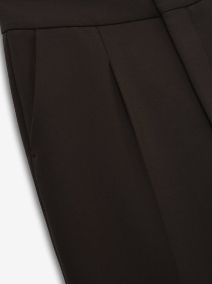 Essentials Double Weave Wool Tailored Flared Pants Brown
