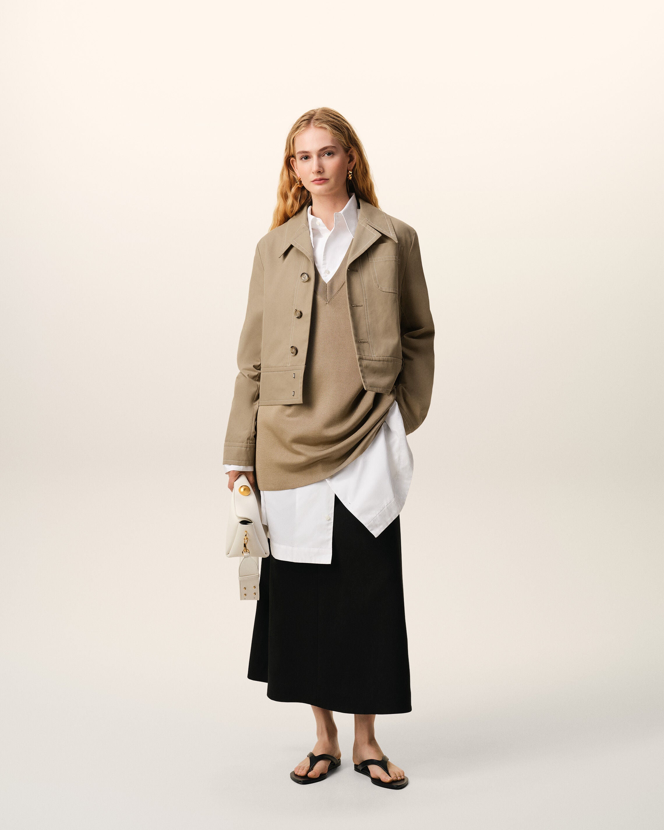 AmiParis Beige Cotton Buttoned Jacket Women's