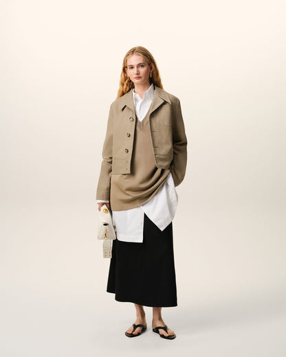 AmiParis Beige Cotton Buttoned Jacket Women's