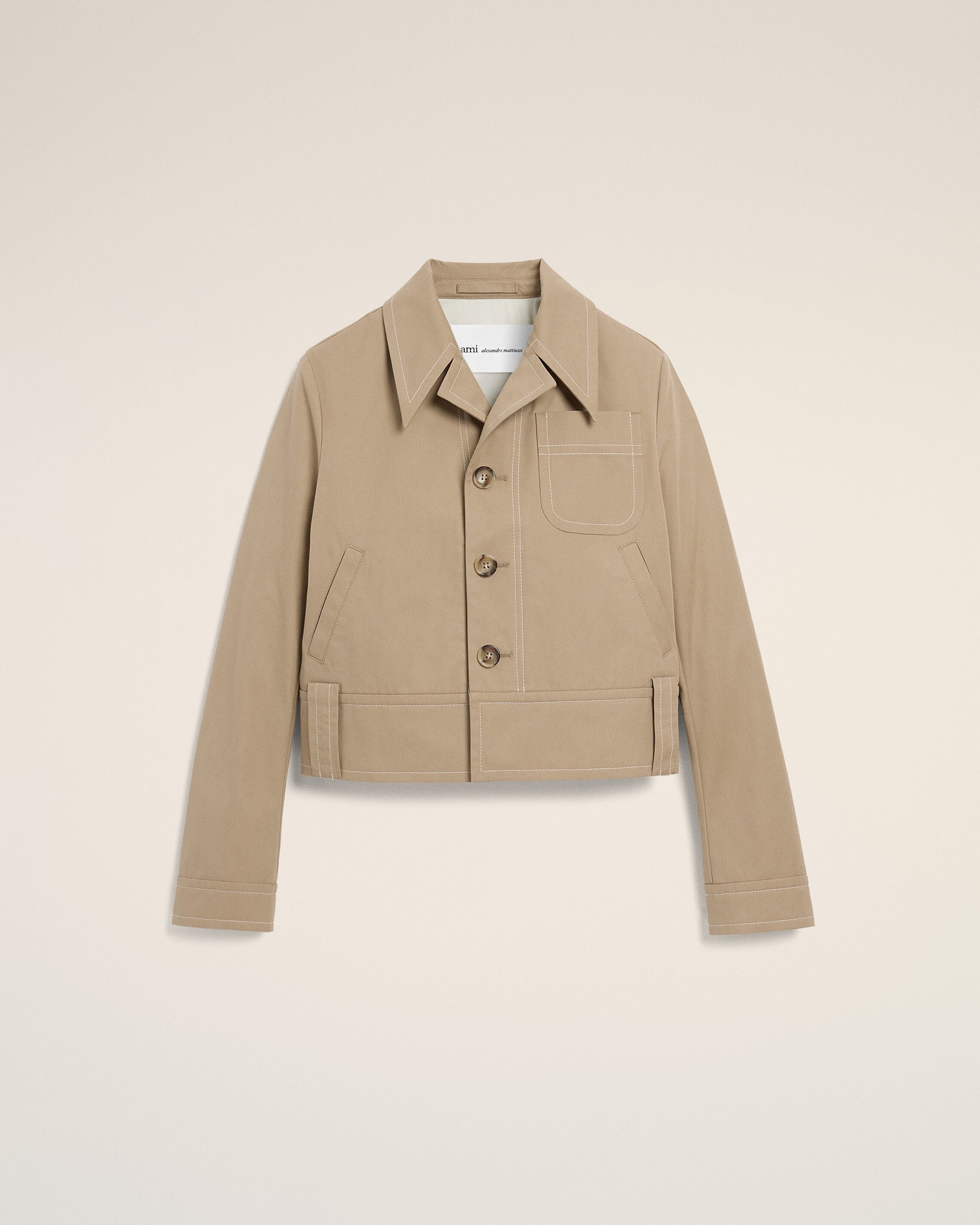 AmiParis Beige Cotton Buttoned Jacket Women's