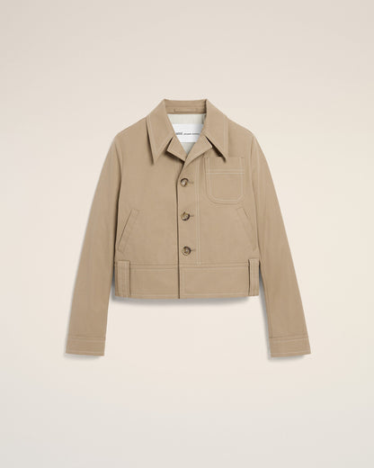 AmiParis Beige Cotton Buttoned Jacket Women's