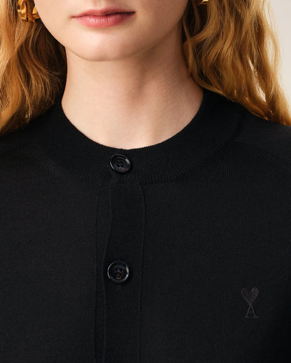 Black Wool Crewneck Ami De Coeur Cardigan Women's