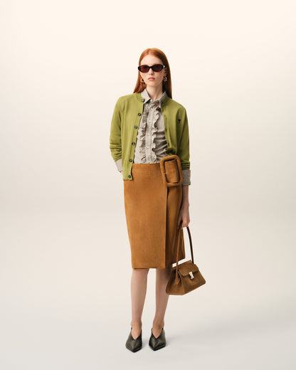 Green Wool Crewneck Ami De Coeur Cardigan Women's