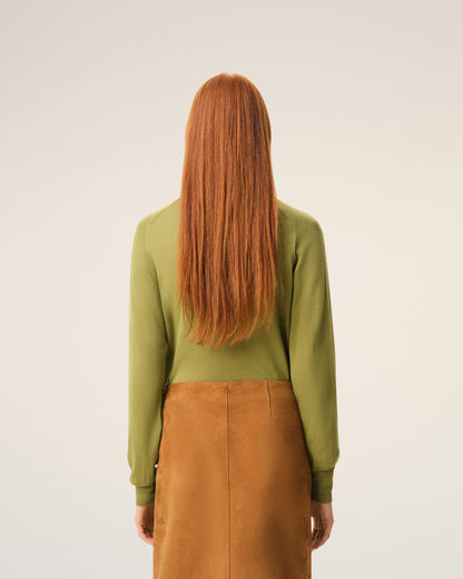 Green Wool Crewneck Ami De Coeur Cardigan Women's