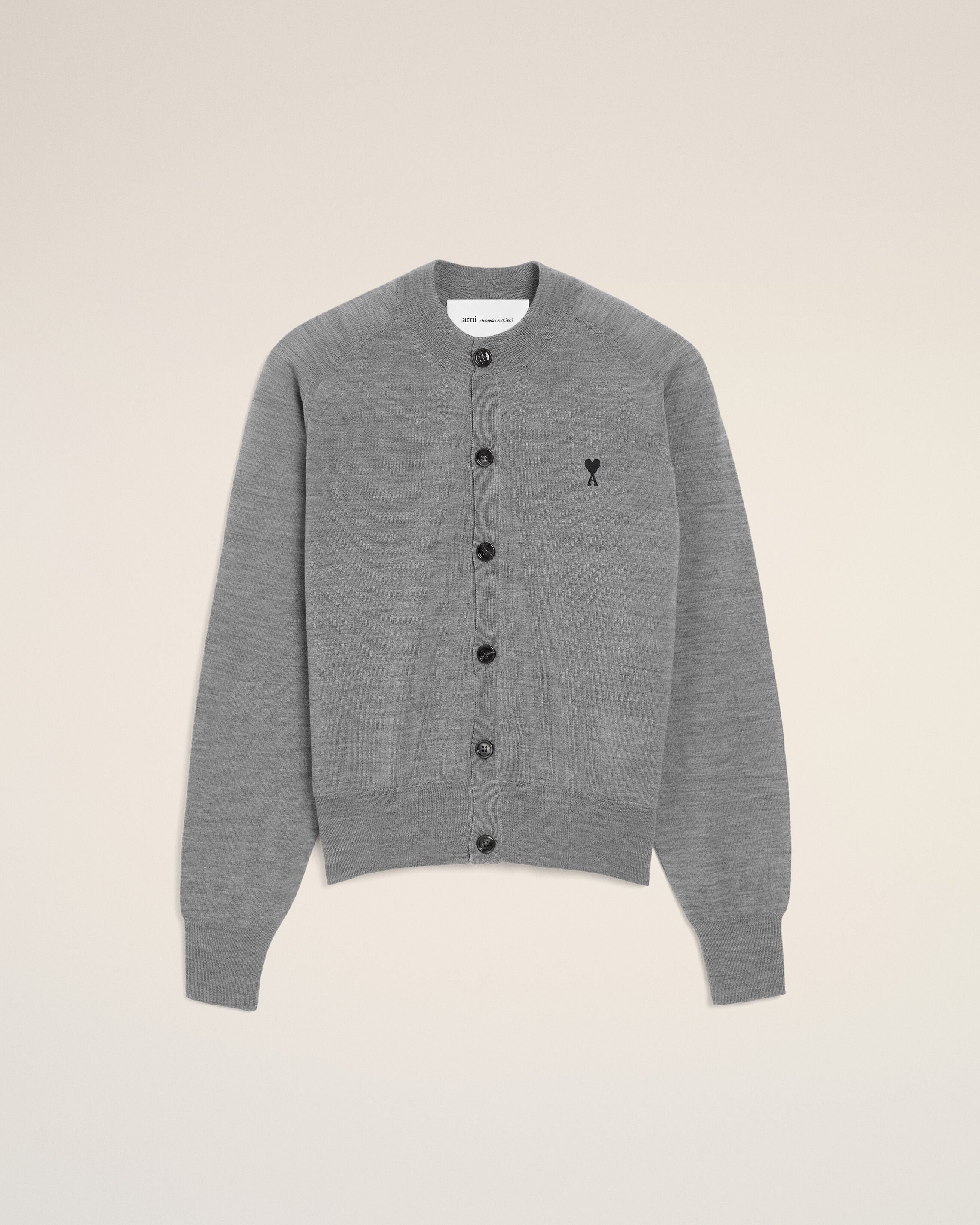 Grey Wool Crewneck Ami De Coeur Cardigan Women's