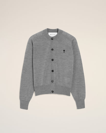 Grey Wool Crewneck Ami De Coeur Cardigan Women's