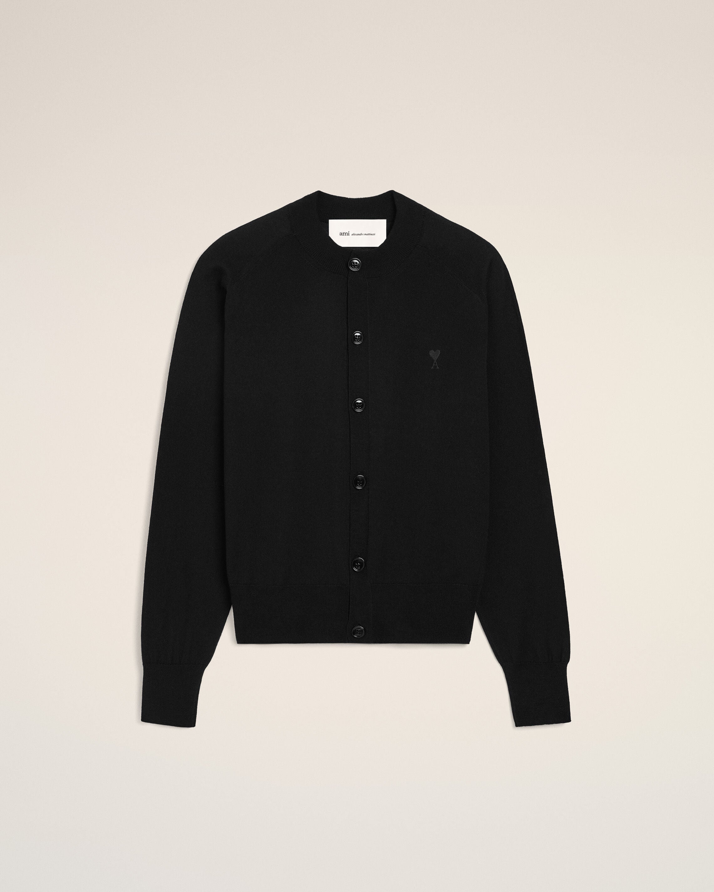Black Wool Crewneck Ami De Coeur Cardigan Women's