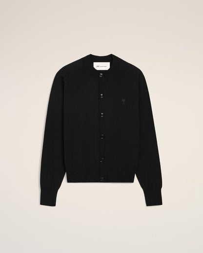 Black Wool Crewneck Ami De Coeur Cardigan Women's