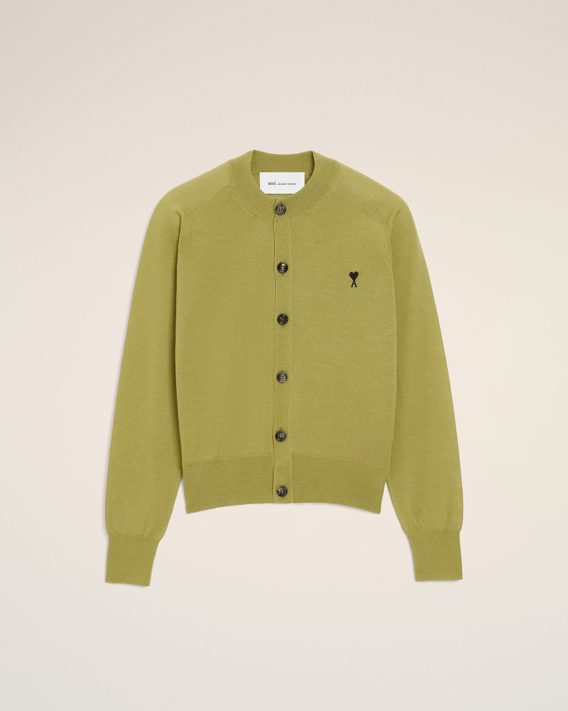 Green Wool Crewneck Ami De Coeur Cardigan Women's
