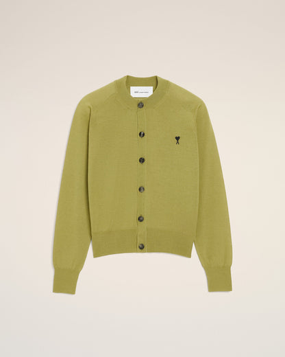 Green Wool Crewneck Ami De Coeur Cardigan Women's