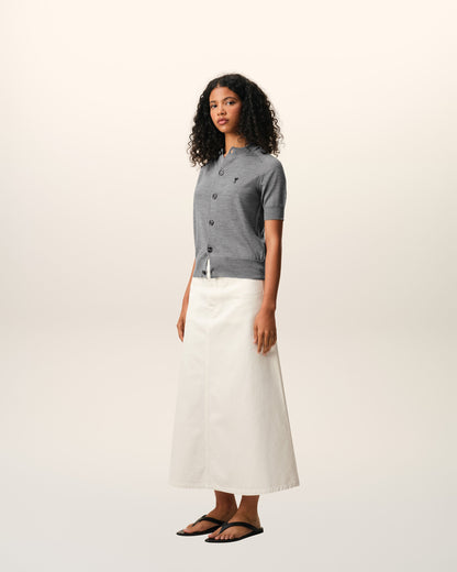 Grey Wool Short Sleeves Ami De Coeur Cardigan Women's