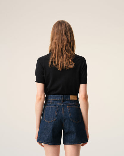 Black Wool Short Sleeves Ami De Coeur Cardigan Women's