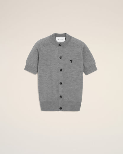 Grey Wool Short Sleeves Ami De Coeur Cardigan Women's