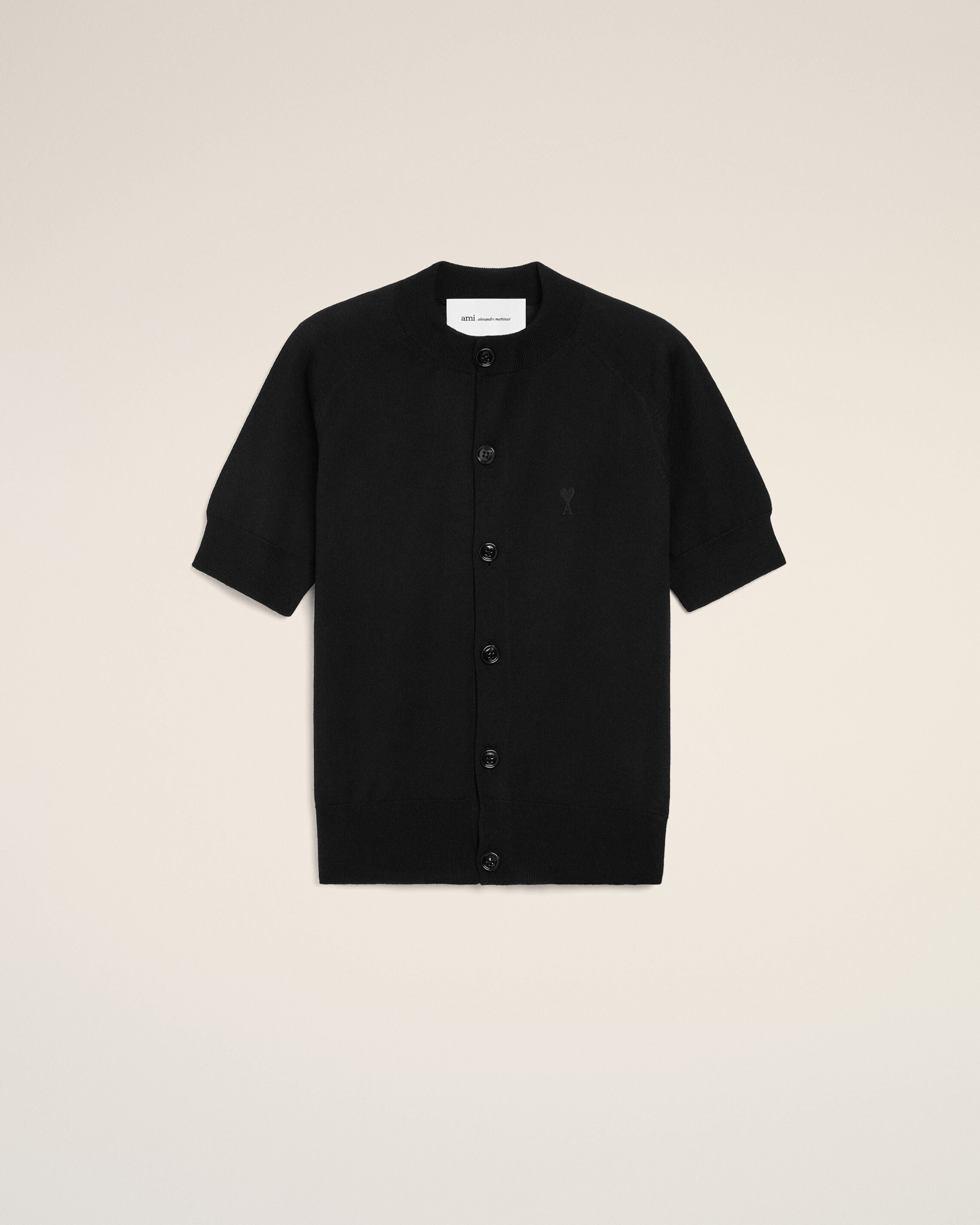 Black Wool Short Sleeves Ami De Coeur Cardigan Women's