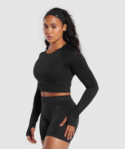 Women's Gymshark Flex Long Sleeve Crop Top Black