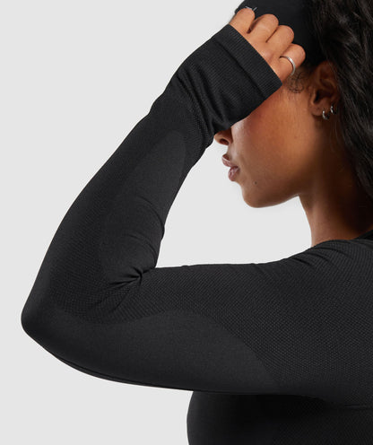 Women's Gymshark Flex Long Sleeve Crop Top Black