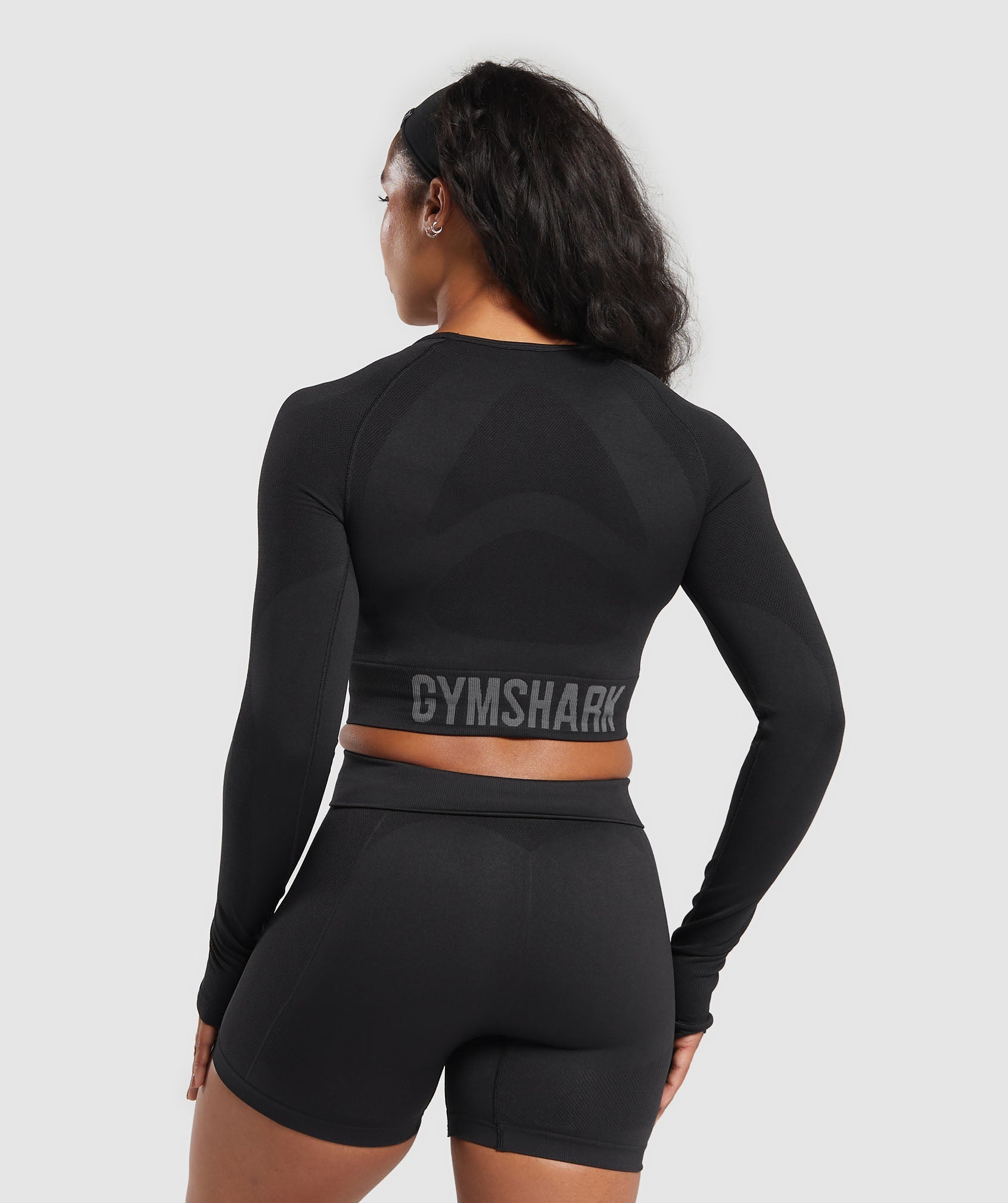 Women's Gymshark Flex Long Sleeve Crop Top Black