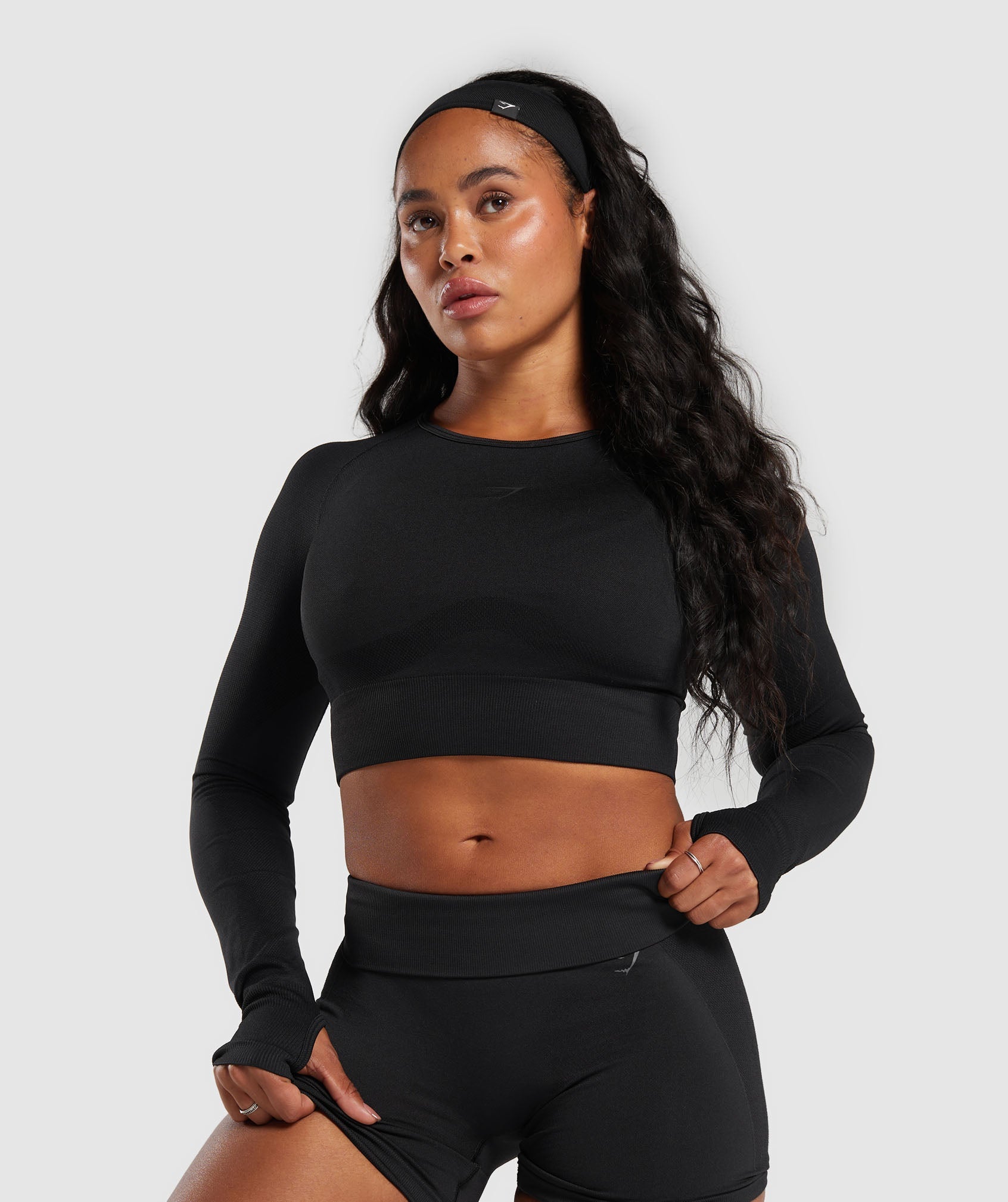 Women's Gymshark Flex Long Sleeve Crop Top Black