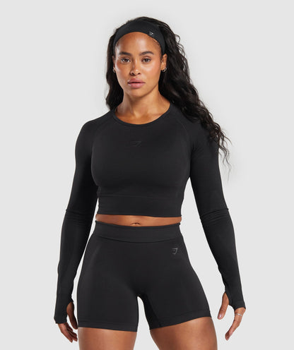 Women's Gymshark Flex Long Sleeve Crop Top Black