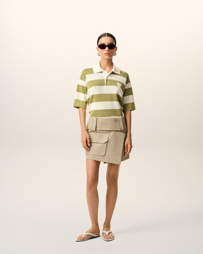 White Cotton Short Sleeves Ami De Coeur Polo Women's