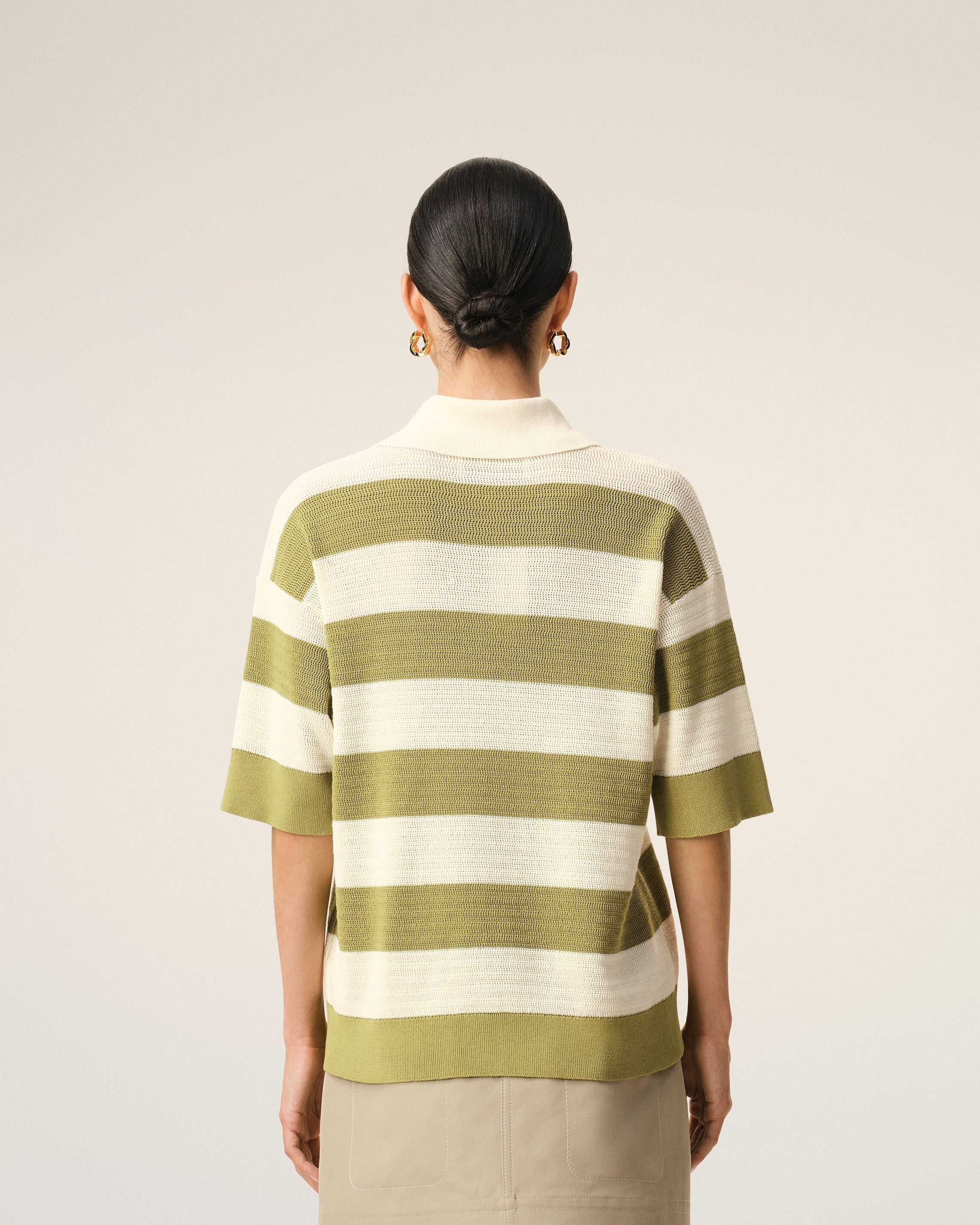 White Cotton Short Sleeves Ami De Coeur Polo Women's