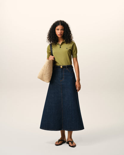 Green Wool Short Sleeves Ami De Coeur Polo Women's