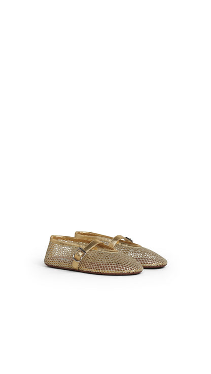 Alaïa Ballet Flats In Laminated Fishnet